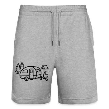 Camping caravan Camping Vacances en camping-car - Short de jogging bio TRAINER Stanley/Stella unisexe - gris chiné - Devant - Nik (191cm) & Marisol (170cm)