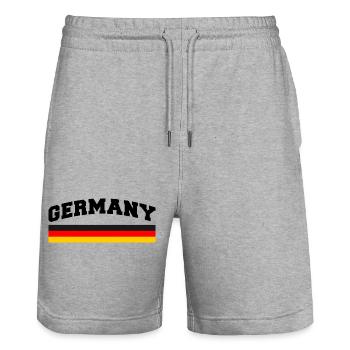 Germany Flag Germany - Stanley/Stella Trainer Unisex Organic Jogging Shorts - heather grey - Front - Nik (191cm) & Marisol (170cm)