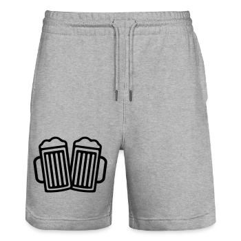 Bière - Short de jogging bio TRAINER Stanley/Stella unisexe - gris chiné - Devant - Nik (191cm) & Marisol (170cm)