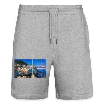 Manarola Cinque Terre La Spezia in Italien Design - Stanley/Stella Unisex Bio Joggingshorts Trainer  - Grau meliert - Vorne - Nik (191cm) & Marisol (170cm)