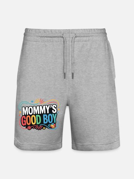 Mommy's Good Boy - Muttersöhnchen Retro Spruch - Stanley/Stella Unisex Bio Joggingshorts Trainer  - Grau meliert