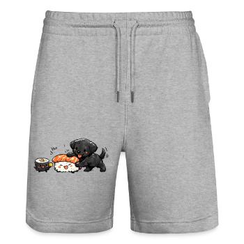 Kawaii Hund trifft Sushi - Stanley/Stella Unisex Bio Joggingshorts Trainer  - Grau meliert - Vorne - Nik (191cm) & Marisol (170cm)