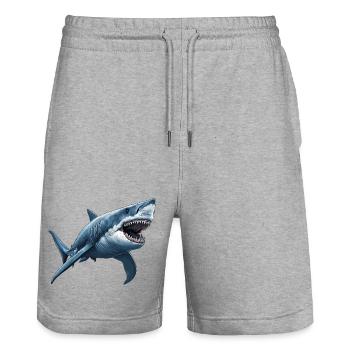 Great White Shark Great White Shark - Stanley/Stella Trainer Unisex Organic Jogging Shorts - heather grey - Front - Nik (191cm) & Marisol (170cm)