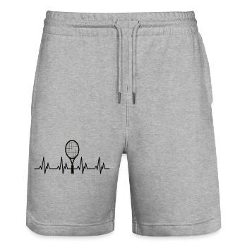 Cadeau Sport Tennis Heartbeat - Short de jogging bio TRAINER Stanley/Stella unisexe - gris chiné - Devant - Nik (191cm) & Marisol (170cm)