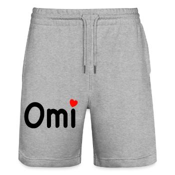 Grandma Grandma Pensioner - Stanley/Stella Trainer Unisex Organic Jogging Shorts - heather grey - Front - Nik (191cm) & Marisol (170cm)
