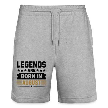 Legends Are Born In August - Stanley/Stella Trainer Unisex Organic Jogging Shorts - heather grey - Front - Nik (191cm) & Marisol (170cm)