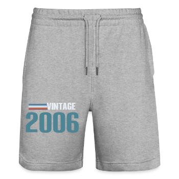 Tee 20 Years Space Born 2006 - Stanley/Stella Trainer Unisex Organic Jogging Shorts - heather grey - Front - Nik (191cm) & Marisol (170cm)