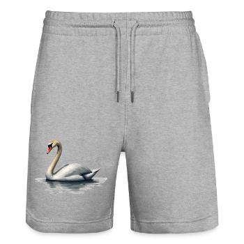 cygne - Short de jogging bio TRAINER Stanley/Stella unisexe - gris chiné - Devant - Nik (191cm) & Marisol (170cm)