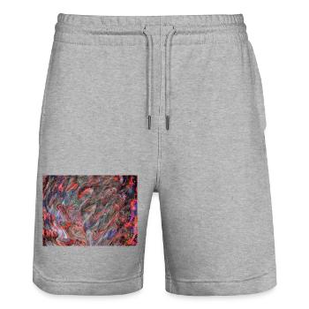 Farbwirbel Marmormuster - Stanley/Stella Unisex Bio Joggingshorts Trainer  - Grau meliert - Vorne - Nik (191cm) & Marisol (170cm)