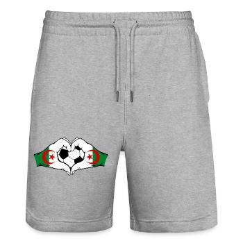 Algerien Flagge Hände Herzform Fußball - Stanley/Stella Unisex Bio Joggingshorts Trainer  - Grau meliert - Vorne - Nik (191cm) & Marisol (170cm)