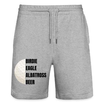 Birdie Eagle Albatross Beer - Golfslogan - Stanley/Stella Unisex Bio Joggingshorts Trainer  - Grau meliert - Vorne - Nik (191cm) & Marisol (170cm)