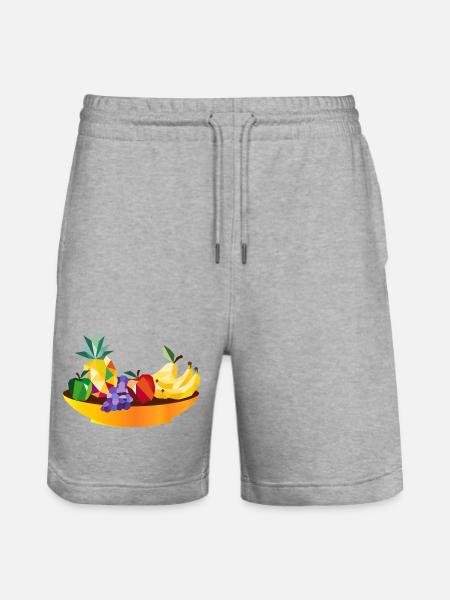 Geometric Fruit Still Life – Fruit Bowl - Stanley/Stella Trainer Unisex Organic Jogging Shorts - heather grey