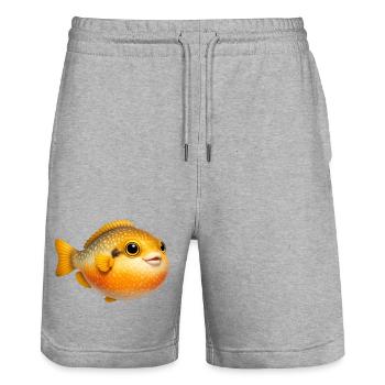 Cuddly Goldfish Caricature - Stanley/Stella Trainer Unisex Organic Jogging Shorts - heather grey - Front - Nik (191cm) & Marisol (170cm)
