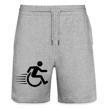 Schneller Rollstuhlfahrer in Bewegung # - Stanley/Stella Unisex Bio Joggingshorts Trainer  - Grau meliert - Vorne - Nik (191cm) & Marisol (170cm)