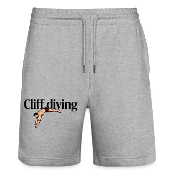 cliff diving - Stanley/Stella Trainer Unisex Organic Jogging Shorts - heather grey - Front - Nik (191cm) & Marisol (170cm)