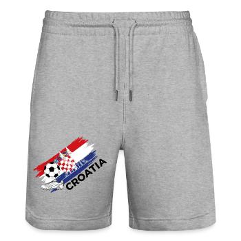 Croatie Football Croatia Soccer Foot Vatreni - Stanley/Stella Trainer Unisex Organic Jogging Shorts - heather grey - Front - Nik (191cm) & Marisol (170cm)