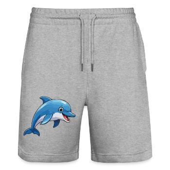 Laughing Dolphin Cartoon Blue - Stanley/Stella Trainer Unisex Organic Jogging Shorts - heather grey - Front - Nik (191cm) & Marisol (170cm)