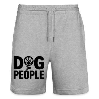 Paw Logo Dog People Typo - Stanley/Stella Trainer Unisex Organic Jogging Shorts - heather grey - Front - Nik (191cm) & Marisol (170cm)