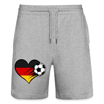 Germany Flag Football with Heart - Stanley/Stella Trainer Unisex Organic Jogging Shorts - heather grey - Front - Nik (191cm) & Marisol (170cm)