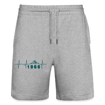 Sunset Retro 60 Jahre Jubiläum der Sechziger 1966 - Stanley/Stella Unisex Bio Joggingshorts Trainer  - Grau meliert - Vorne - Nik (191cm) & Marisol (170cm)