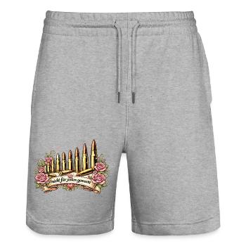 nicht_fuer_jeden_gemacht - Stanley/Stella Unisex Bio Joggingshorts Trainer  - Grau meliert - Vorne - Nik (191cm) & Marisol (170cm)