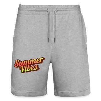 Graphisme typographique Retro Summer Vibes - Short de jogging bio TRAINER Stanley/Stella unisexe - gris chiné - Devant - Nik (191cm) & Marisol (170cm)
