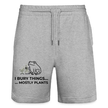 Frosch-Garten-Humor-Pflanzenfrosch - Stanley/Stella Unisex Bio Joggingshorts Trainer  - Grau meliert - Vorne - Nik (191cm) & Marisol (170cm)
