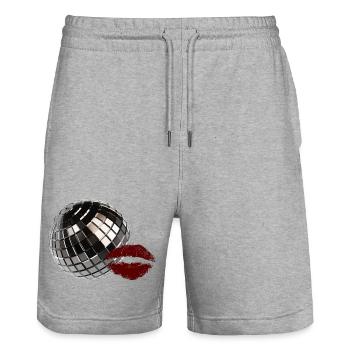 Boule disco rétro avec l’esthétique de la fête Y2K Red Lips - Short de jogging bio TRAINER Stanley/Stella unisexe - gris chiné - Devant - Nik (191cm) & Marisol (170cm)