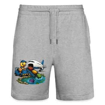 Ente am Rollfeld Kofferabenteuer - Stanley/Stella Unisex Bio Joggingshorts Trainer  - Grau meliert - Vorne - Nik (191cm) & Marisol (170cm)