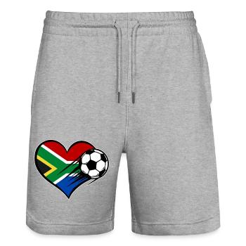 Flag Football sud-africain avec cœur - Short de jogging bio TRAINER Stanley/Stella unisexe - gris chiné - Devant - Nik (191cm) & Marisol (170cm)