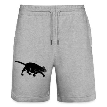 Drôle de promenade surprise du chat noir - Short de jogging bio TRAINER Stanley/Stella unisexe - gris chiné - Devant - Nik (191cm) & Marisol (170cm)