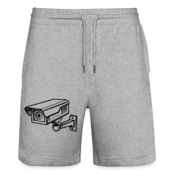 Überwachungskamera Sicherheit - lllustration - Stanley/Stella Unisex Bio Joggingshorts Trainer  - Grau meliert - Vorne - Nik (191cm) & Marisol (170cm)