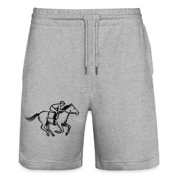 Jockey Horse Racing Sports Betting - lllustration - Stanley/Stella Trainer Unisex Organic Jogging Shorts - heather grey - Front - Nik (191cm) & Marisol (170cm)