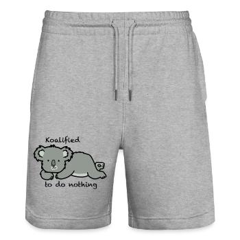 Cute Koala - Koalified to do nothing - Stanley/Stella Trainer Unisex Organic Jogging Shorts - heather grey - Front - Nik (191cm) & Marisol (170cm)