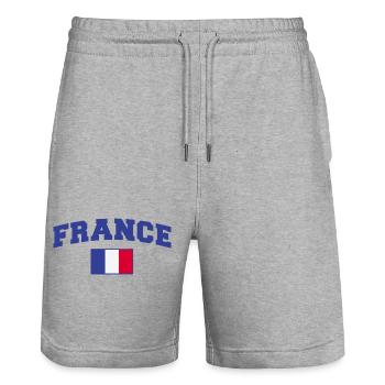 Frankreich Fan - Stanley/Stella Unisex Bio Joggingshorts Trainer  - Grau meliert - Vorne - Nik (191cm) & Marisol (170cm)