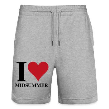 Ich Mittsommer ♥ - Stanley/Stella Unisex Bio Joggingshorts Trainer  - Grau meliert - Vorne - Nik (191cm) & Marisol (170cm)
