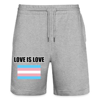 Transgender Love Is Love Flag - Stanley/Stella Trainer Unisex Organic Jogging Shorts - heather grey - Front - Nik (191cm) & Marisol (170cm)