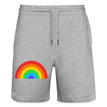 Retro Rainbow Arc - Stanley/Stella Unisex Bio Joggingshorts Trainer  - Grau meliert - Vorne - Nik (191cm) & Marisol (170cm)
