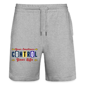Émotions Contrôlent Votre Vie - Short de jogging bio TRAINER Stanley/Stella unisexe - gris chiné - Devant - Nik (191cm) & Marisol (170cm)