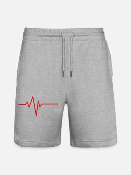 Heartbeat Cardiogram - Stanley/Stella Trainer Unisex Organic Jogging Shorts - heather grey