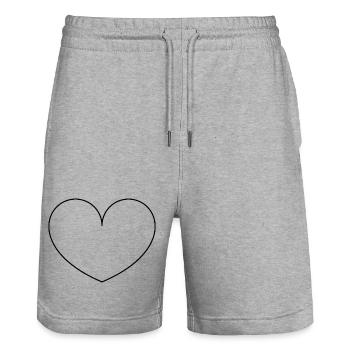 Heart Outline - Stanley/Stella Trainer Unisex Organic Jogging Shorts - heather grey - Front - Nik (191cm) & Marisol (170cm)