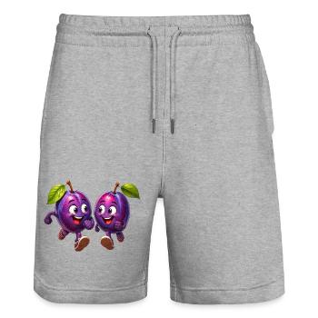 Drôles de prunes - Short de jogging bio TRAINER Stanley/Stella unisexe - gris chiné - Devant - Nik (191cm) & Marisol (170cm)