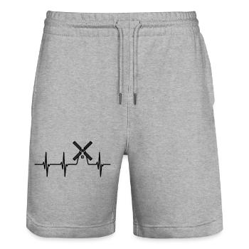 Windmühle Herzschlag - Stanley/Stella Unisex Bio Joggingshorts Trainer  - Grau meliert - Vorne - Nik (191cm) & Marisol (170cm)