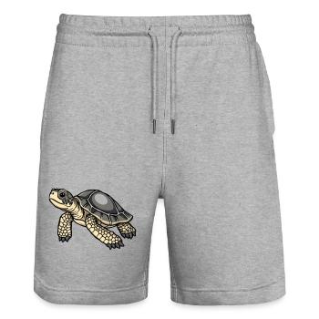 Schildkröte Schildkröten Geschenk - Stanley/Stella Unisex Bio Joggingshorts Trainer  - Grau meliert - Vorne - Nik (191cm) & Marisol (170cm)