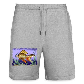 poisson - Short de jogging bio TRAINER Stanley/Stella unisexe - gris chiné - Devant - Nik (191cm) & Marisol (170cm)
