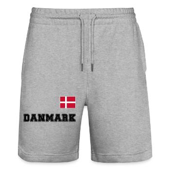 Dänemark Trikot Look – DANMARK mit Fahne Flagge - Stanley/Stella Unisex Bio Joggingshorts Trainer  - Grau meliert - Vorne - Nik (191cm) & Marisol (170cm)