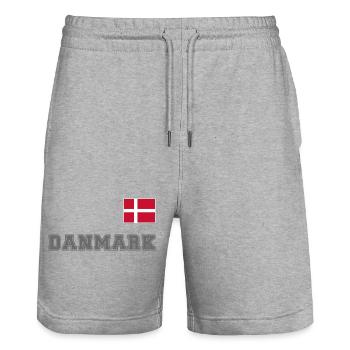 Dänemark Trikot Look – DANMARK mit Fahne Flagge - Stanley/Stella Unisex Bio Joggingshorts Trainer  - Grau meliert - Vorne - Nik (191cm) & Marisol (170cm)