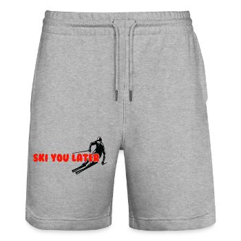 Ski Cooler Spruch Wintersport - Stanley/Stella Unisex Bio Joggingshorts Trainer  - Grau meliert - Vorne - Nik (191cm) & Marisol (170cm)