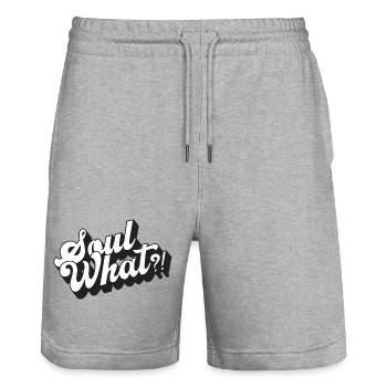 SoulWhat?! - B/W Logo - Stanley/Stella Trainer Unisex Organic Jogging Shorts - heather grey - Front - Nik (191cm) & Marisol (170cm)