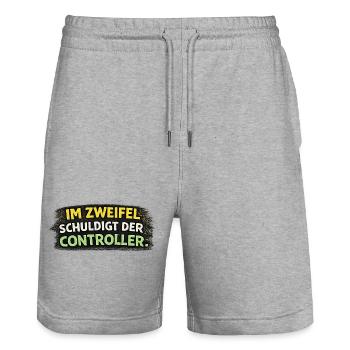 Im Zweifel Schuldigt der Controller - Stanley/Stella Unisex Bio Joggingshorts Trainer  - Grau meliert - Vorne - Nik (191cm) & Marisol (170cm)